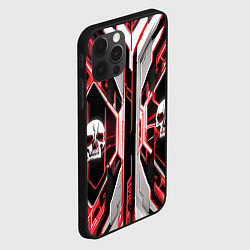 Чехол для iPhone 12 Pro Max Красные кибер черепа, цвет: 3D-черный — фото 2