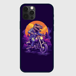 Чехол iPhone 12 Pro Max Динозавр на мотоцикле