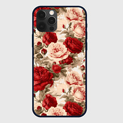Чехол для iPhone 12 Pro Max Розы паттерн, цвет: 3D-черный