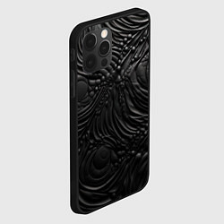 Чехол для iPhone 12 Pro Max Черная текстура из кожи, цвет: 3D-черный — фото 2