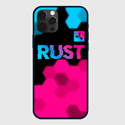 Чехол для iPhone 12 Pro Max Rust - neon gradient: символ сверху, цвет: 3D-черный