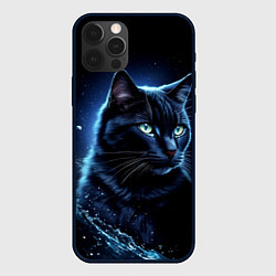 Чехол iPhone 12 Pro Max Черный кот - брызги воды