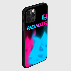 Чехол для iPhone 12 Pro Max Honda - neon gradient: символ сверху, цвет: 3D-черный — фото 2