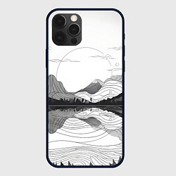 Чехол для iPhone 12 Pro Max Минималистичный пейзаж чб, цвет: 3D-черный