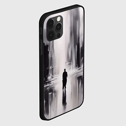 Чехол для iPhone 12 Pro Max Большой мрачный город с силуэтом человека, цвет: 3D-черный — фото 2