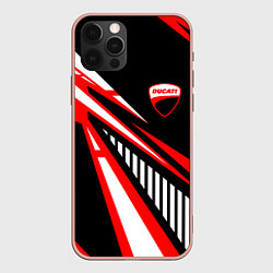 Чехол iPhone 12 Pro Max Ducati- красные абстрактные фигуры
