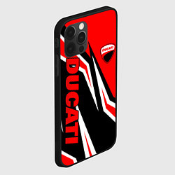 Чехол для iPhone 12 Pro Max Ducati- red stripes, цвет: 3D-черный — фото 2