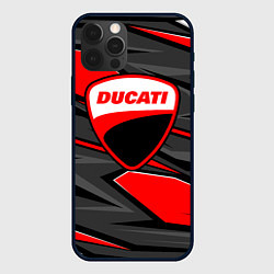 Чехол для iPhone 12 Pro Max Ducati - red stripes, цвет: 3D-черный