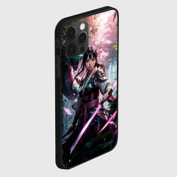 Чехол для iPhone 12 Pro Max Японская девушка и дракон, цвет: 3D-черный — фото 2