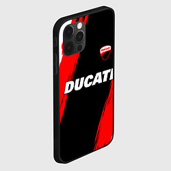 Чехол для iPhone 12 Pro Max Ducati moto - красные полосы, цвет: 3D-черный — фото 2