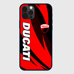 Чехол iPhone 12 Pro Max Ducati - красные волны