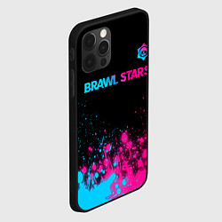 Чехол для iPhone 12 Pro Max Brawl Stars - neon gradient: символ сверху, цвет: 3D-черный — фото 2