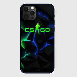 Чехол для iPhone 12 Pro Max CS GO green blue neon, цвет: 3D-черный