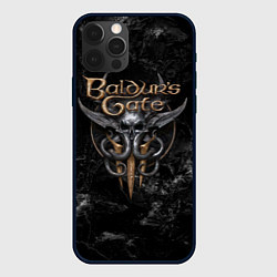 Чехол iPhone 12 Pro Max Baldurs Gate 3 dark logo