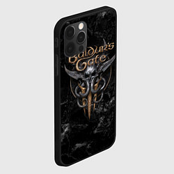 Чехол для iPhone 12 Pro Max Baldurs Gate 3 dark logo, цвет: 3D-черный — фото 2