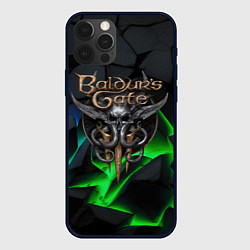 Чехол iPhone 12 Pro Max Baldurs Gate 3 black blue neon