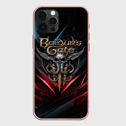 Чехол iPhone 12 Pro Max Baldurs Gate 3 dark logo
