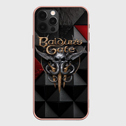 Чехол для iPhone 12 Pro Max Baldurs Gate 3 logo red black, цвет: 3D-светло-розовый