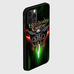 Чехол для iPhone 12 Pro Max Baldurs Gate 3 logo green red light, цвет: 3D-черный — фото 2