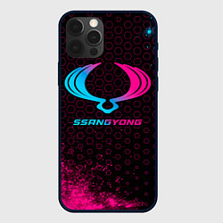 Чехол для iPhone 12 Pro Max SsangYong - neon gradient, цвет: 3D-черный