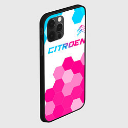 Чехол для iPhone 12 Pro Max Citroen neon gradient style: символ сверху, цвет: 3D-черный — фото 2