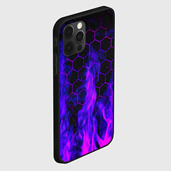 Чехол для iPhone 12 Pro Max Неоновый огонь и соты, цвет: 3D-черный — фото 2