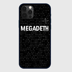 Чехол iPhone 12 Pro Max Megadeth glitch на темном фоне: символ сверху
