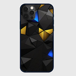 Чехол iPhone 12 Pro Max Black yellow geometry