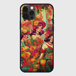 Чехол для iPhone 12 Pro Max Винтажные ретро леди и цветы, цвет: 3D-черный