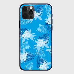 Чехол для iPhone 12 Pro Max Синие цветы - Vice city - new ver, цвет: 3D-черный
