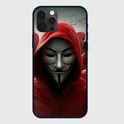 Чехол iPhone 12 Pro Max Анонимусы в красных капюшонах