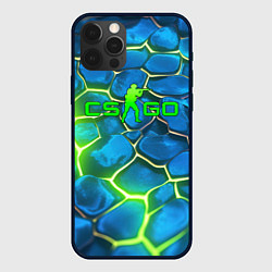 Чехол для iPhone 12 Pro Max CSGO green blue neon, цвет: 3D-черный