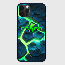 Чехол iPhone 12 Pro Max CS GO green texture logo