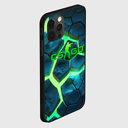 Чехол для iPhone 12 Pro Max CS GO green texture logo, цвет: 3D-черный — фото 2