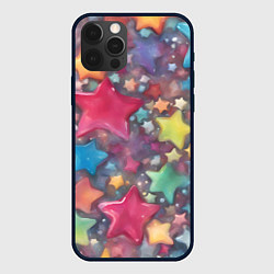 Чехол iPhone 12 Pro Max Разноцветные новогодние звёзды
