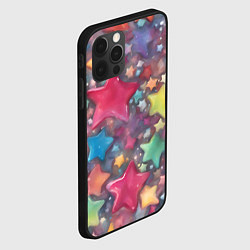Чехол для iPhone 12 Pro Max Разноцветные новогодние звёзды, цвет: 3D-черный — фото 2