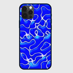 Чехол для iPhone 12 Pro Max Синий волнистый рисунок, цвет: 3D-черный