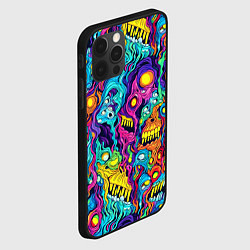 Чехол для iPhone 12 Pro Max Кислотные психоделические черепа, цвет: 3D-черный — фото 2