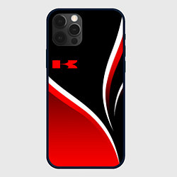 Чехол для iPhone 12 Pro Max Кавасаки - красные волны, цвет: 3D-черный