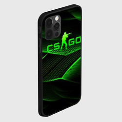 Чехол для iPhone 12 Pro Max CSGO green abstract lines, цвет: 3D-черный — фото 2