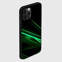 Чехол для iPhone 12 Pro Max Green lines black backgrouns, цвет: 3D-черный — фото 2