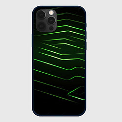 Чехол для iPhone 12 Pro Max Green abstract dark background, цвет: 3D-черный