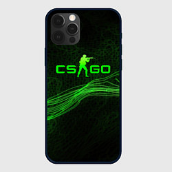 Чехол для iPhone 12 Pro Max CSGO green abstract, цвет: 3D-черный