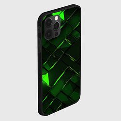 Чехол для iPhone 12 Pro Max Зеленые элементы абстракция, цвет: 3D-черный — фото 2