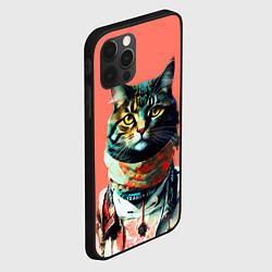 Чехол для iPhone 12 Pro Max Милый котик на розовом фоне - поп-арт, цвет: 3D-черный — фото 2