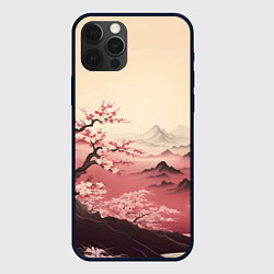 Чехол для iPhone 12 Pro Max Сакура в горах, цвет: 3D-черный