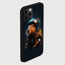 Чехол для iPhone 12 Pro Max Cool capybara - cyberpunk - neural network, цвет: 3D-черный — фото 2