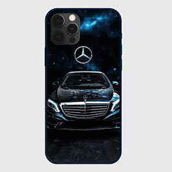 Чехол для iPhone 12 Pro Max Mercedes Benz space background, цвет: 3D-черный
