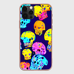 Чехол для iPhone 12 Pro Max Паттерн из черепов - поп-арт - иллюзия, цвет: 3D-светло-розовый