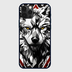 Чехол для iPhone 12 Pro Max Черный волк - полигональная голова зверя, цвет: 3D-черный